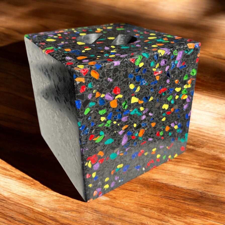 Terrazzo cube "FireCube"