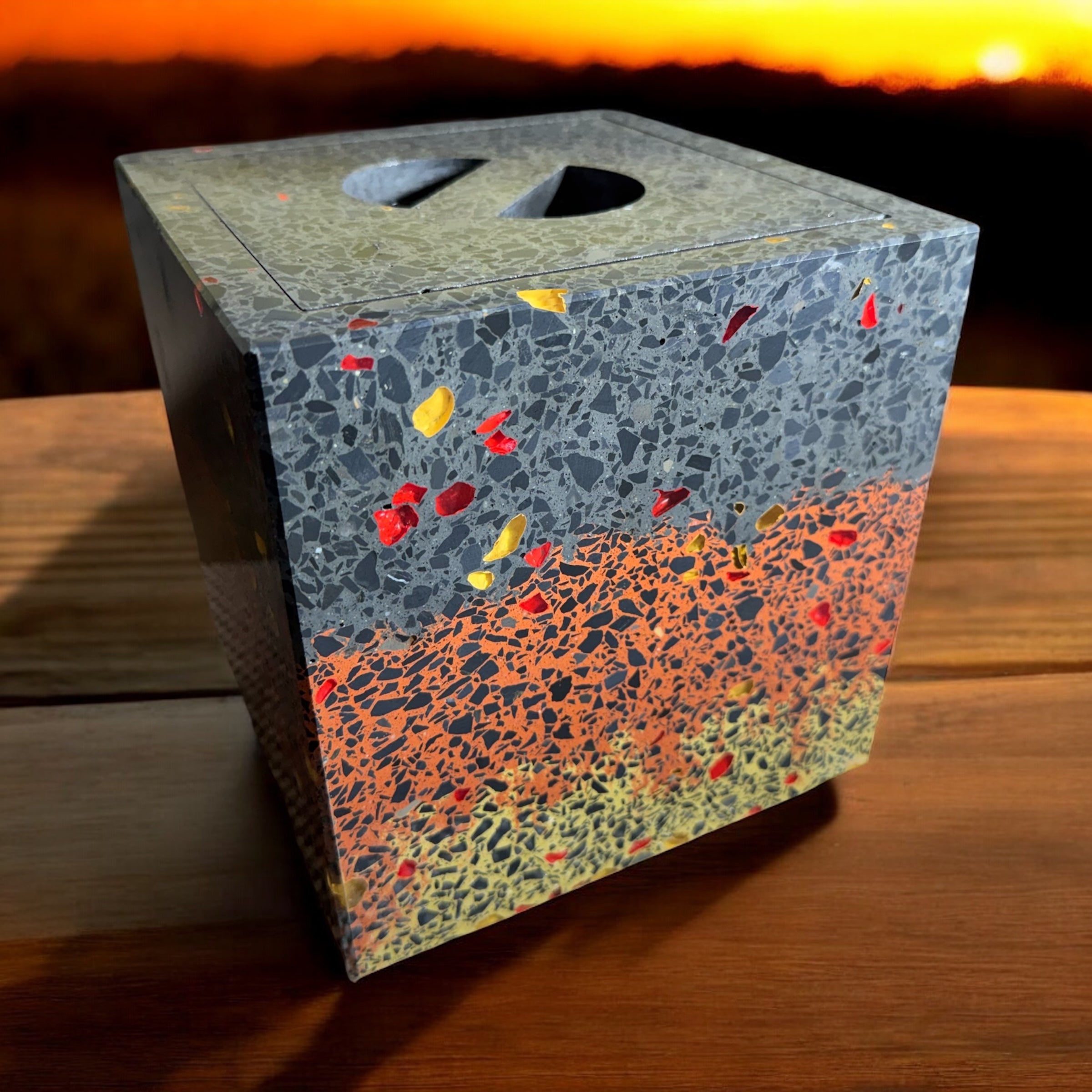 Terrazzo cube "FireCube"