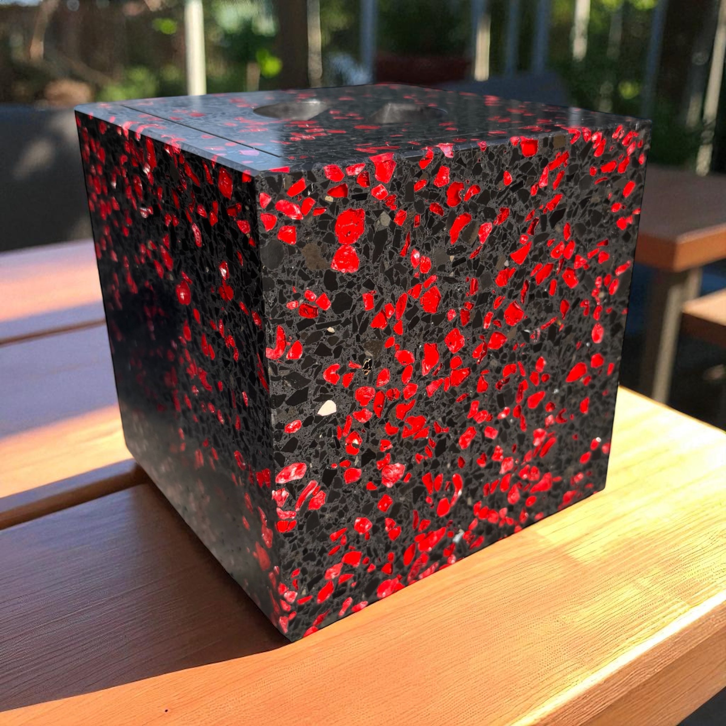 Terrazzo cube "FireCube"