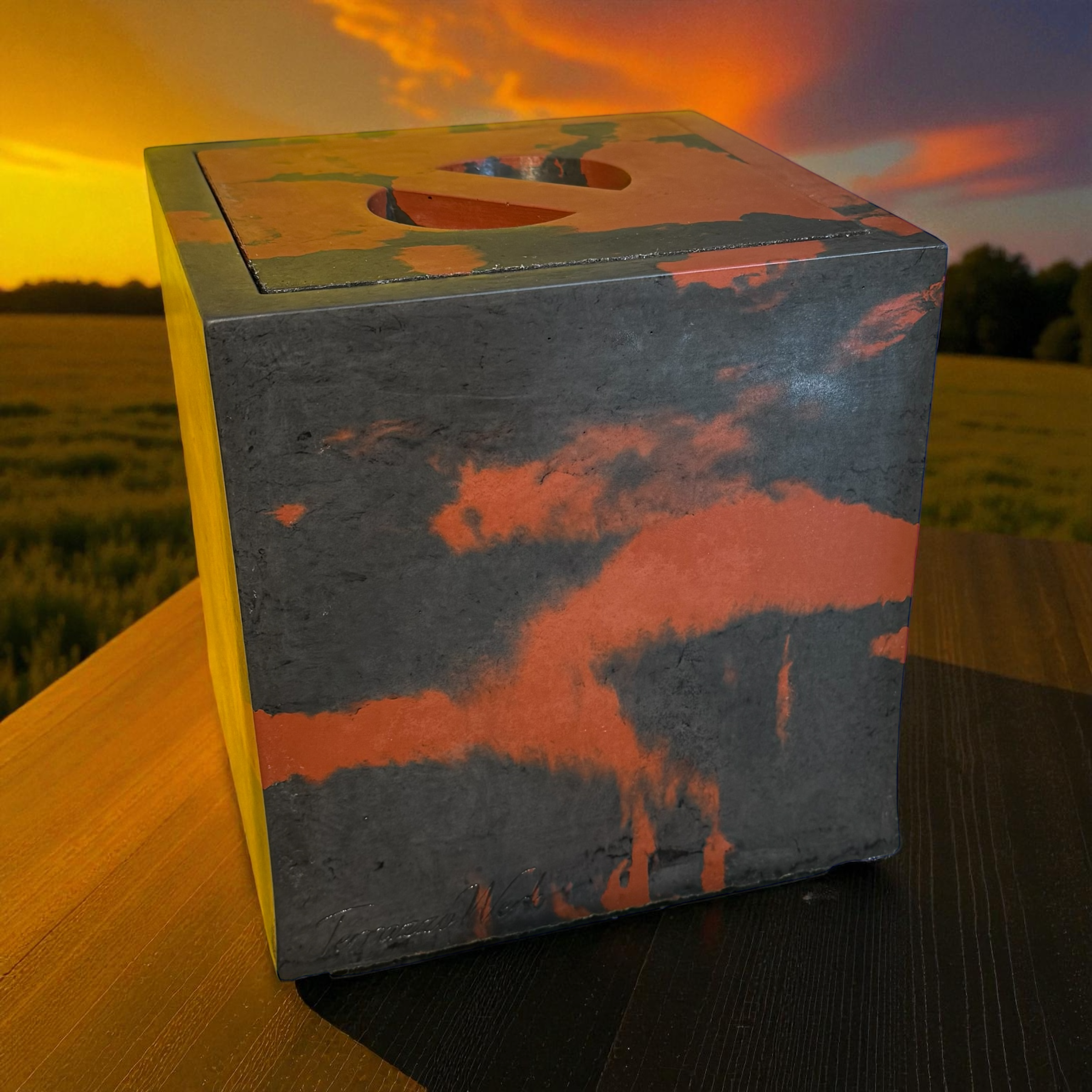 Sichtbeton-Würfel „FireCube“