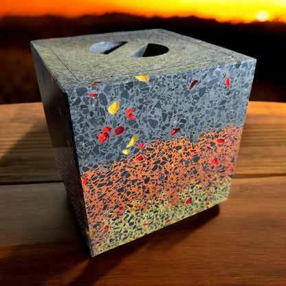 Terrazzo cube "FireCube"